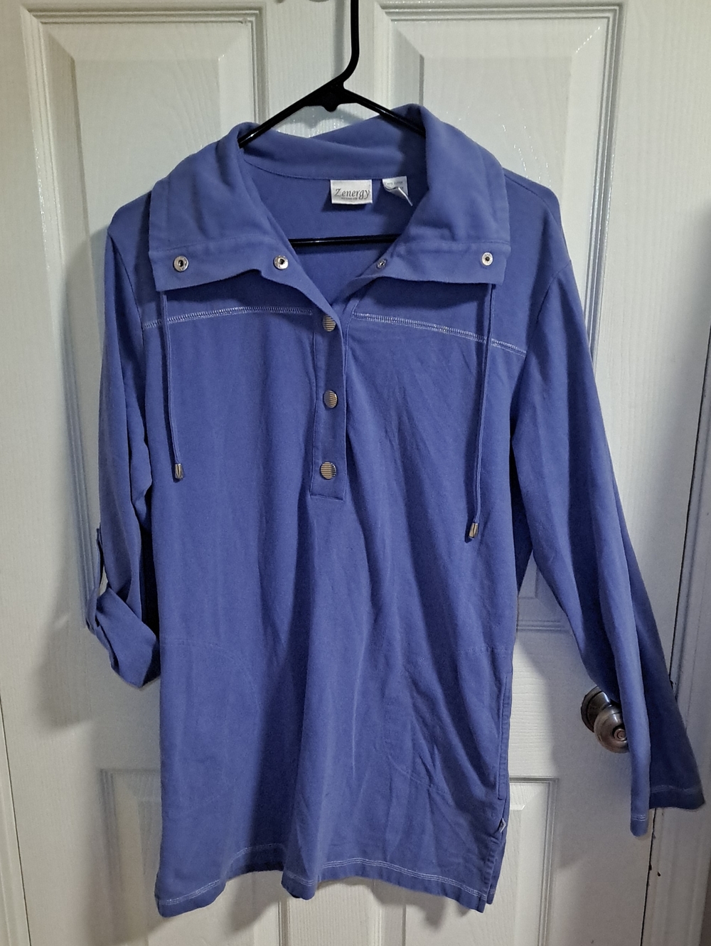Chico's Periwinkle Pullover Tunic Hoodie